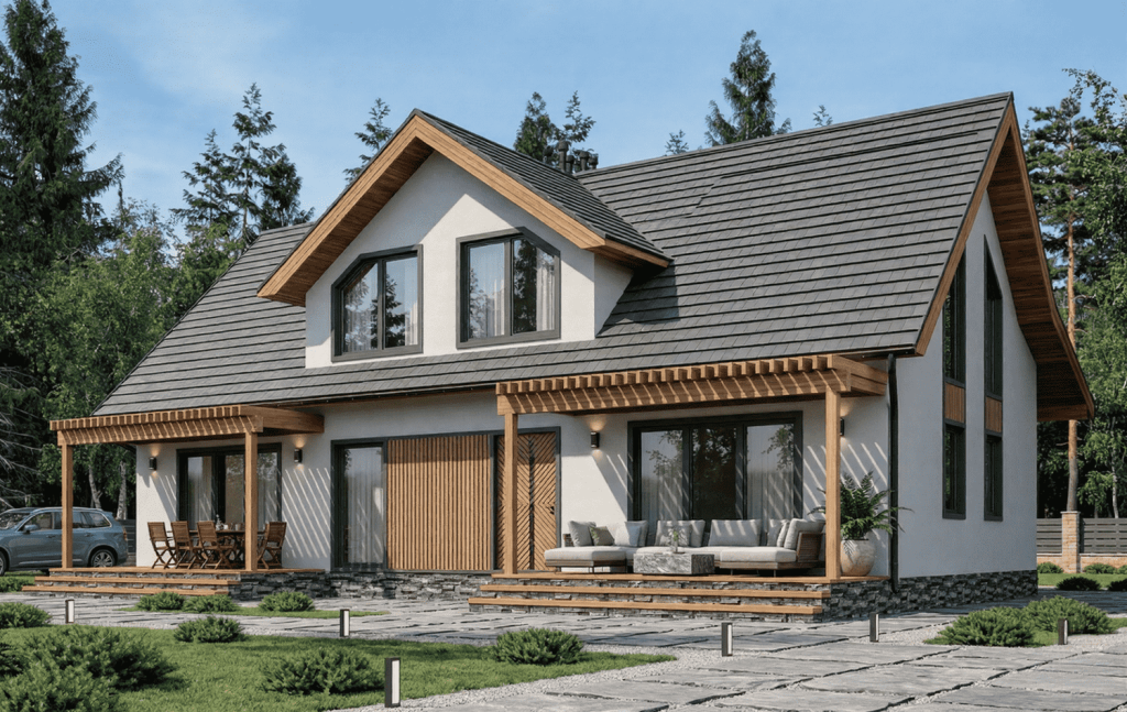 Construcción de casa de madera pasiva con sistema de entramado ligero por LLAR en una parcela de Siero, Asturias.